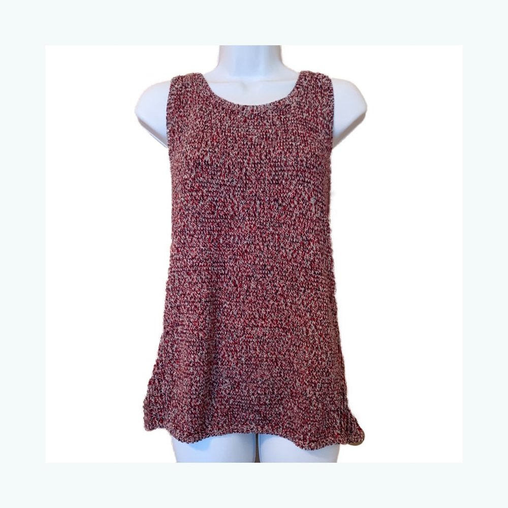 Lucky Brand Sweater Vest Red Black Gray Marled Cotton Blend Size XL NWT
